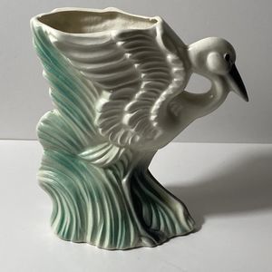 VTG Stuart McCulloch California Ceramics Swan White Flamingo Vase Figurine MCM